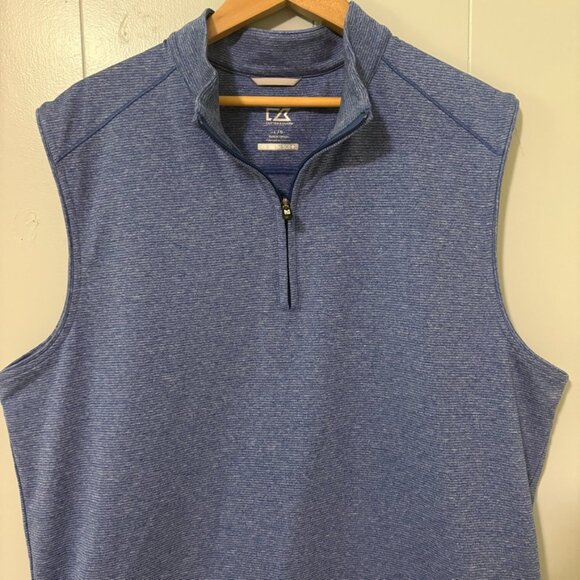 Cutter & Buck Shoreline Half-Zip Vest Tour Blue Heather Size Large Golf UPF 50+ - Picture 3 of 9